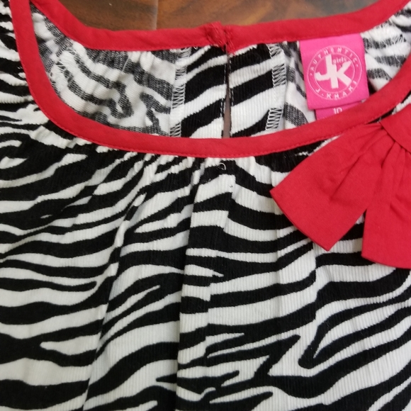 J Khaki Girls NWT Lepord Animal Print Dress Long Sleeve Red Trim Size 10 Cotton - Picture 5 of 10